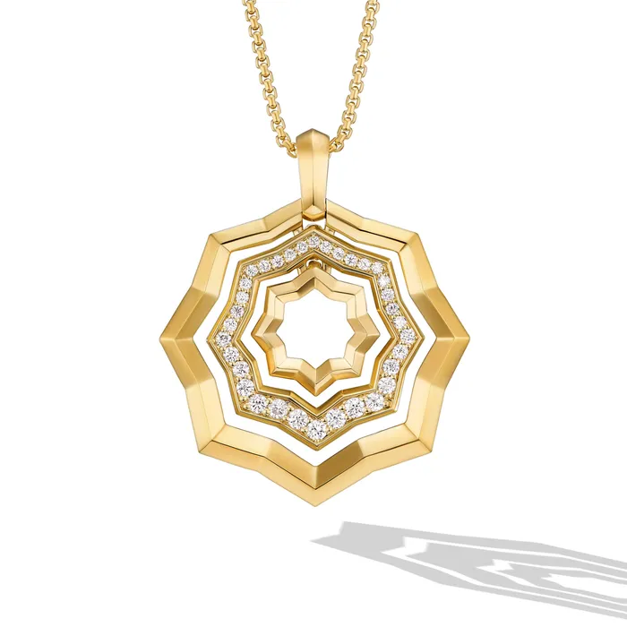 Stax Zig Zag Pendant Necklace in 18K Yellow Gold with Diamonds 28mm David Yurman Necklaces Stax Zig Zag Pendant Necklace in 18K Yellow Gold with Diamonds 28mm David Yurman Necklaces