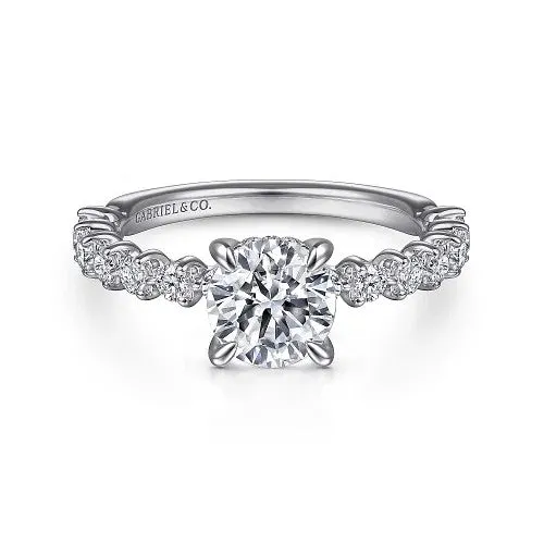 Zelmira 14K White Gold Round Diamond Engagement Ring Setting Only GABRIEL CO Rings Zelmira 14K White Gold Round Diamond Engagement Ring Setting Only GABRIEL CO Rings