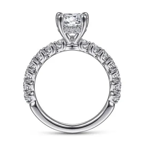 Zelmira 14K White Gold Round Diamond Engagement Ring Setting Only GABRIEL CO Rings