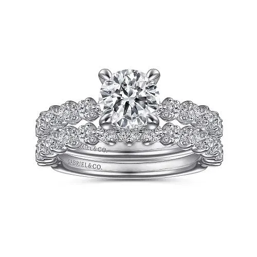 Zelmira 14K White Gold Round Diamond Engagement Ring Setting Only GABRIEL CO Rings