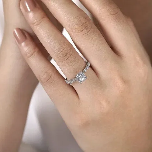 Zelmira 14K White Gold Round Diamond Engagement Ring Setting Only GABRIEL CO Rings