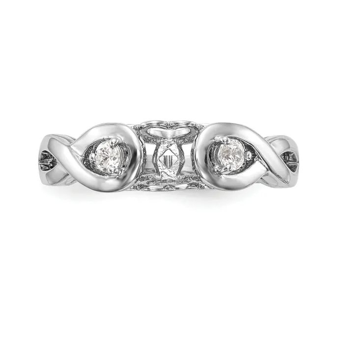 007ct CZ Solid Real 14k White Gold Peg Set Infinity Engagement Ring Goldia Rings