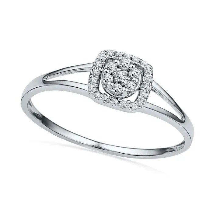010 CT TW Composite Natural Diamond Square Frame Promise Ring in Solid 10K White Gold Goldia Rings 010 CT TW Composite Natural Diamond Square Frame Promise Ring in Solid 10K White Gold Goldia Rings