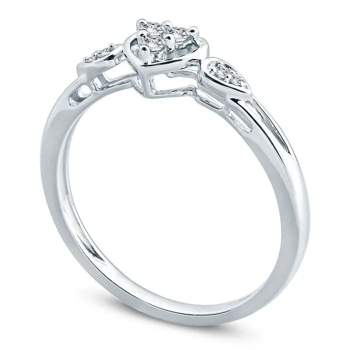 010 CT TW Natural Diamond Heart Promise Ring in Solid 10K White Gold Goldia Rings 010 CT TW Natural Diamond Heart Promise Ring in Solid 10K White Gold Goldia Rings