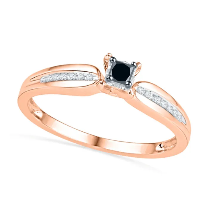 017 CT TW Enhanced Black and White Natural Diamond Promise Ring in Solid 10K Rose Gold Goldia Rings 017 CT TW Enhanced Black and White Natural Diamond Promise Ring in Solid 10K Rose Gold Goldia Rings
