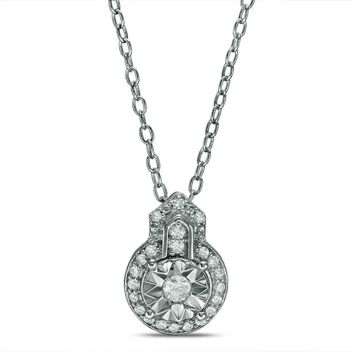 017 CT TW Natural Diamond Frame Art Deco Pendant in Sterling Silver Goldia Necklaces 017 CT TW Natural Diamond Frame Art Deco Pendant in Sterling Silver Goldia Necklaces