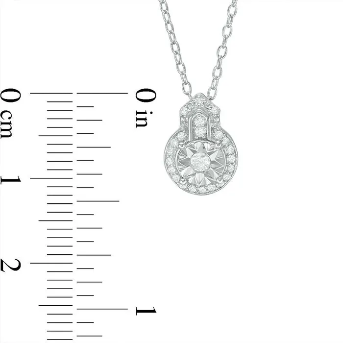 017 CT TW Natural Diamond Frame Art Deco Pendant in Sterling Silver Goldia Necklaces 017 CT TW Natural Diamond Frame Art Deco Pendant in Sterling Silver Goldia Necklaces