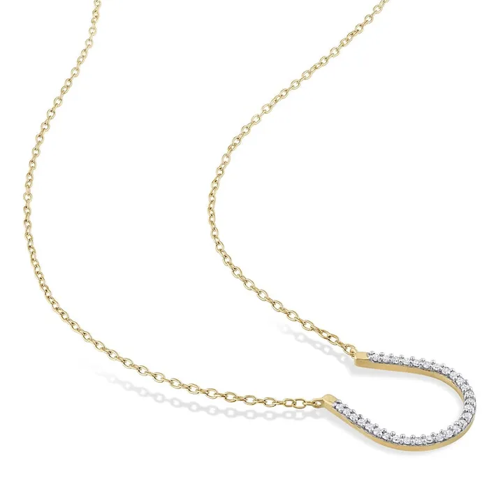 017 CT TW Natural Diamond Horseshoe Necklace in Sterling Silver with Yellow Rhodium Plate Goldia Necklaces 017 CT TW Natural Diamond Horseshoe Necklace in Sterling Silver with Yellow Rhodium Plate Goldia Necklaces