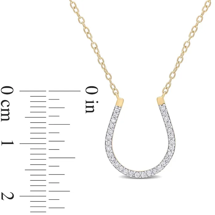 017 CT TW Natural Diamond Horseshoe Necklace in Sterling Silver with Yellow Rhodium Plate Goldia Necklaces 017 CT TW Natural Diamond Horseshoe Necklace in Sterling Silver with Yellow Rhodium Plate Goldia Necklaces