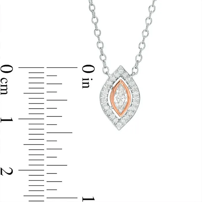 025 CT TW Certified Marquise Natural Diamond Frame Necklace in 14K TwoTone Gold II1 Goldia Necklaces 025 CT TW Certified Marquise Natural Diamond Frame Necklace in 14K TwoTone Gold II1 Goldia Necklaces