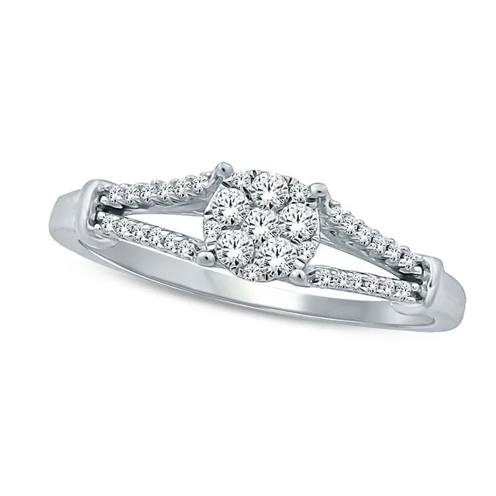 025 CT TW Composite Natural Diamond Split Shank Promise Ring in Solid 10K White Gold Goldia Rings 025 CT TW Composite Natural Diamond Split Shank Promise Ring in Solid 10K White Gold Goldia Rings