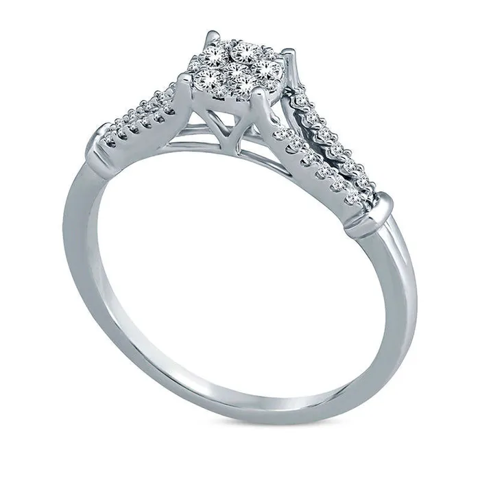 025 CT TW Composite Natural Diamond Split Shank Promise Ring in Solid 10K White Gold Goldia Rings 025 CT TW Composite Natural Diamond Split Shank Promise Ring in Solid 10K White Gold Goldia Rings