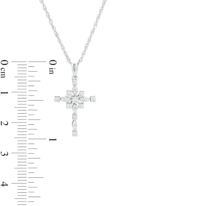025 CT TW Natural Diamond Art Deco Cross Pendant in 10K White Gold Goldia Necklaces 025 CT TW Natural Diamond Art Deco Cross Pendant in 10K White Gold Goldia Necklaces