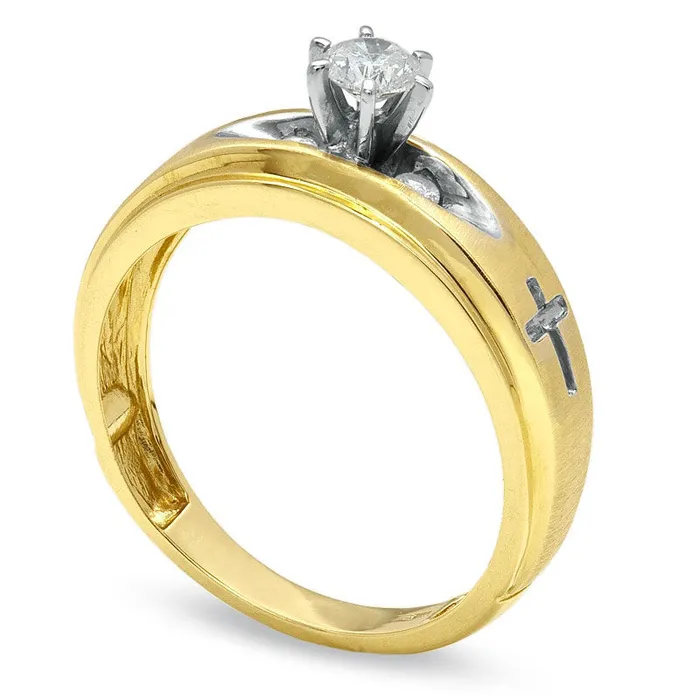 025 CT TW Natural Diamond Cross Engagement Ring in Solid 14K Gold Goldia Rings 025 CT TW Natural Diamond Cross Engagement Ring in Solid 14K Gold Goldia Rings