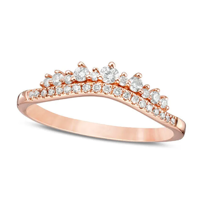 025 CT TW Natural Diamond Crown Contour Wedding Band in Solid 14K Rose Gold Goldia Rings 025 CT TW Natural Diamond Crown Contour Wedding Band in Solid 14K Rose Gold Goldia Rings