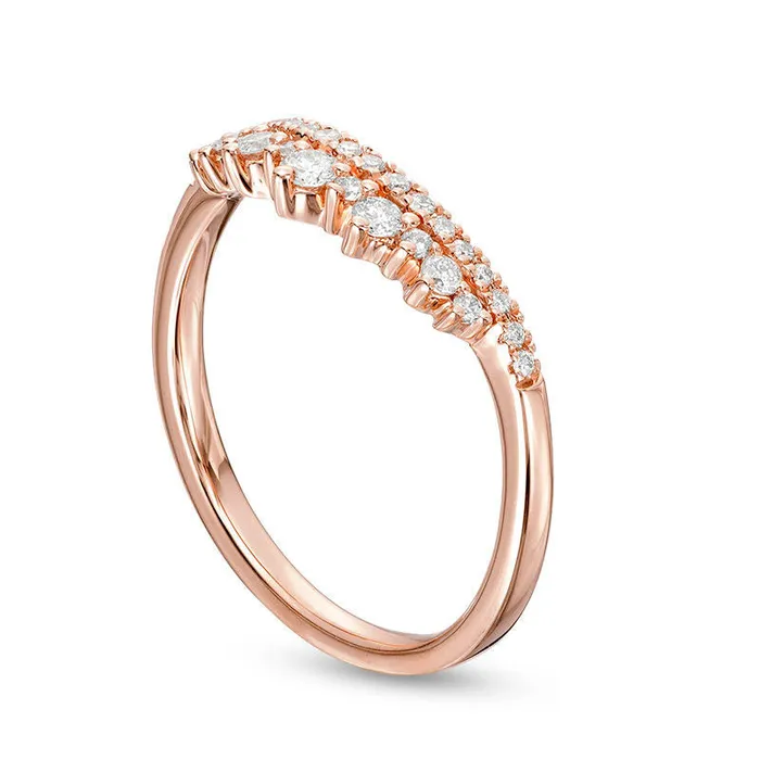 025 CT TW Natural Diamond Crown Contour Wedding Band in Solid 14K Rose Gold Goldia Rings 025 CT TW Natural Diamond Crown Contour Wedding Band in Solid 14K Rose Gold Goldia Rings