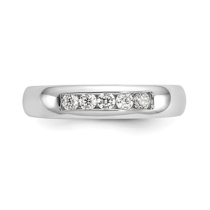 025ct CZ Solid Real 14K White Gold 5Stone Channel Wedding Band Ring Goldia Rings