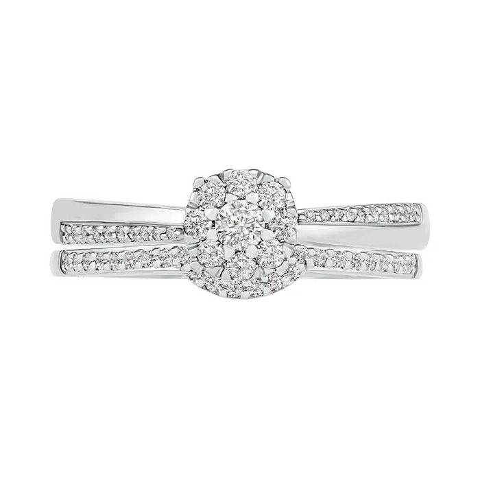 033 CT TW Composite Natural Diamond Bridal Engagement Ring Set in Solid 10K White Gold Goldia Rings 033 CT TW Composite Natural Diamond Bridal Engagement Ring Set in Solid 10K White Gold Goldia Rings