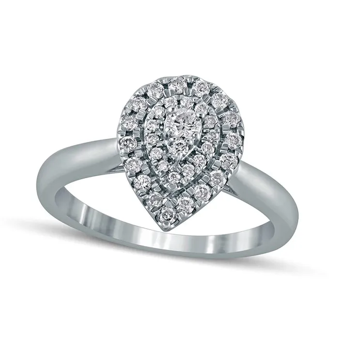 033 CT TW Composite Natural Diamond Double PearShaped Frame Engagement Ring in Solid 10K White Gold Goldia Rings 033 CT TW Composite Natural Diamond Double PearShaped Frame Engagement Ring in Solid 10K White Gold Goldia Rings