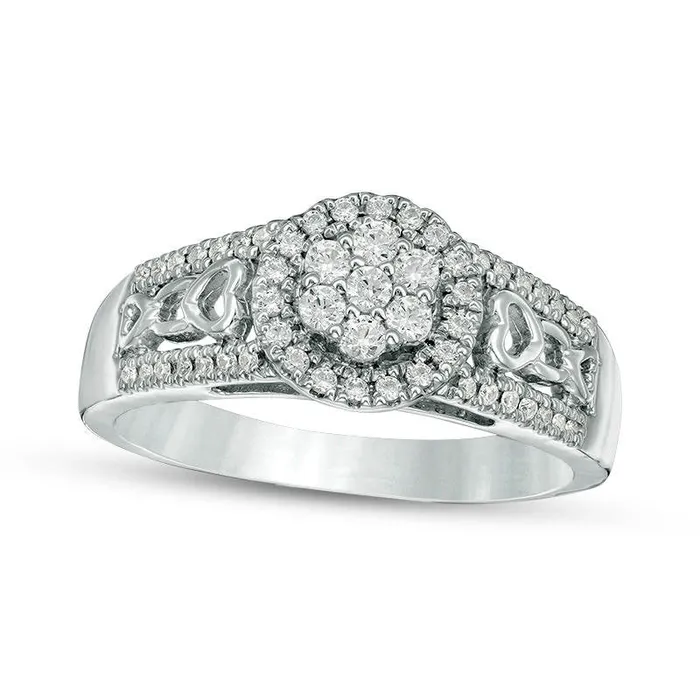 033 CT TW Composite Natural Diamond Frame Heart Shank Engagement Ring in Solid 10K White Gold Goldia Rings 033 CT TW Composite Natural Diamond Frame Heart Shank Engagement Ring in Solid 10K White Gold Goldia Rings