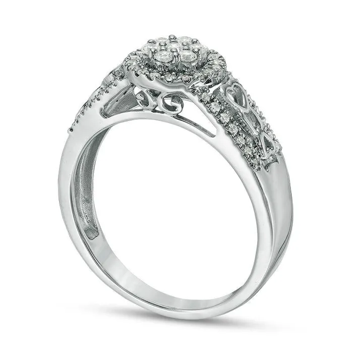 033 CT TW Composite Natural Diamond Frame Heart Shank Engagement Ring in Solid 10K White Gold Goldia Rings 033 CT TW Composite Natural Diamond Frame Heart Shank Engagement Ring in Solid 10K White Gold Goldia Rings