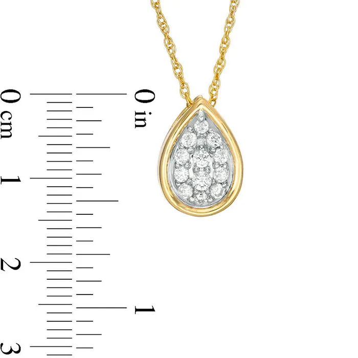 033 CT TW Composite Natural Diamond Teardrop Pendant in 10K Yellow Gold Goldia Necklaces 033 CT TW Composite Natural Diamond Teardrop Pendant in 10K Yellow Gold Goldia Necklaces