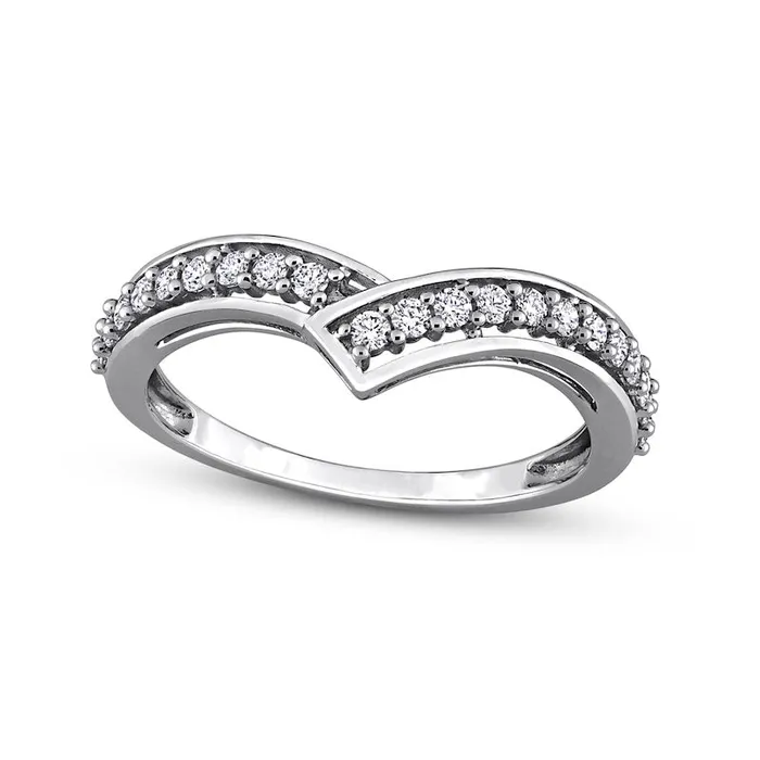 033 CT TW Natural Diamond Bypass Contour Anniversary Band in Solid 10K White Gold Goldia Rings 033 CT TW Natural Diamond Bypass Contour Anniversary Band in Solid 10K White Gold Goldia Rings