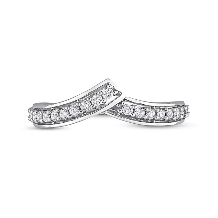033 CT TW Natural Diamond Bypass Contour Anniversary Band in Solid 10K White Gold Goldia Rings 033 CT TW Natural Diamond Bypass Contour Anniversary Band in Solid 10K White Gold Goldia Rings