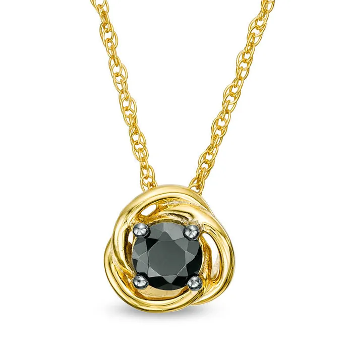 038 CT Enhanced Black Natural Clarity Enhanced Solitaire Swirl Frame Pendant in 10K Yellow Gold Goldia Necklaces 038 CT Enhanced Black Natural Clarity Enhanced Solitaire Swirl Frame Pendant in 10K Yellow Gold Goldia Necklaces