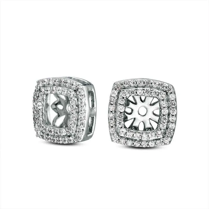 038 CT TW Diamond Tilted Square Frame Earring Jackets in 10K White Gold Goldia Earrings 038 CT TW Diamond Tilted Square Frame Earring Jackets in 10K White Gold Goldia Earrings