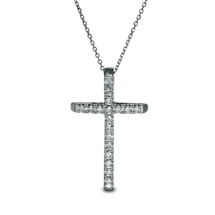 05 CT TW Certified Natural Diamond Cross Pendant in 14K White Gold HI1 Goldia Necklaces 05 CT TW Certified Natural Diamond Cross Pendant in 14K White Gold HI1 Goldia Necklaces