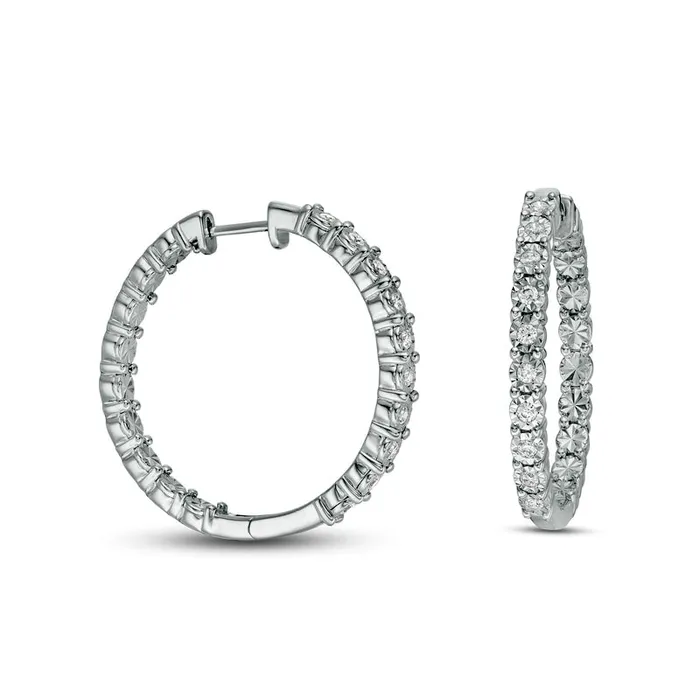 05 CT TW Diamond InsideOut Hoop Earrings in Sterling Silver Goldia Earrings 05 CT TW Diamond InsideOut Hoop Earrings in Sterling Silver Goldia Earrings