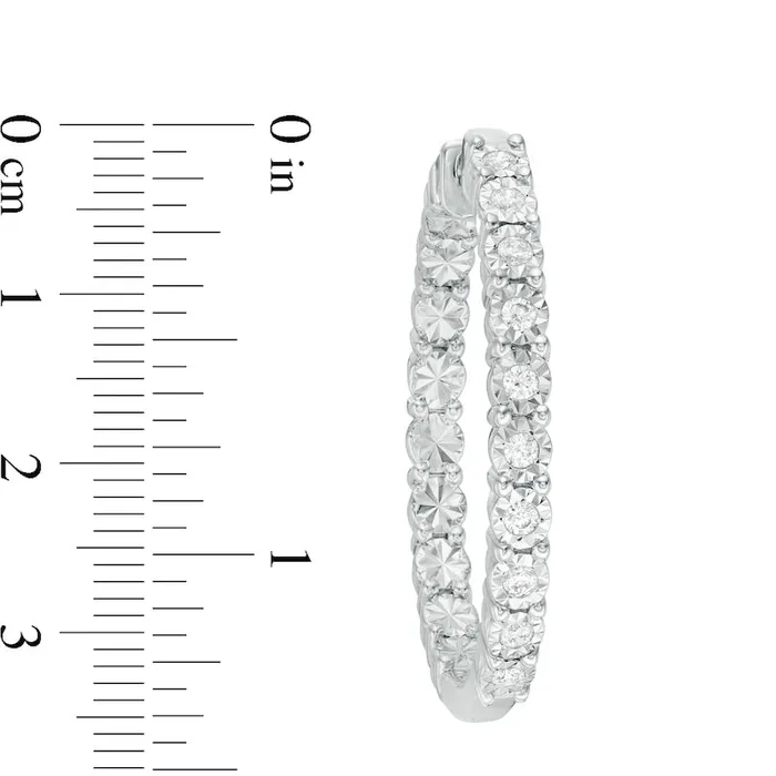 05 CT TW Diamond InsideOut Hoop Earrings in Sterling Silver Goldia Earrings 05 CT TW Diamond InsideOut Hoop Earrings in Sterling Silver Goldia Earrings