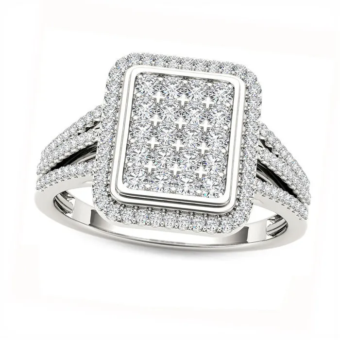 050 CT TW Composite Natural Diamond Rectangle Frame Ring in Solid 10K White Gold Goldia Rings 050 CT TW Composite Natural Diamond Rectangle Frame Ring in Solid 10K White Gold Goldia Rings