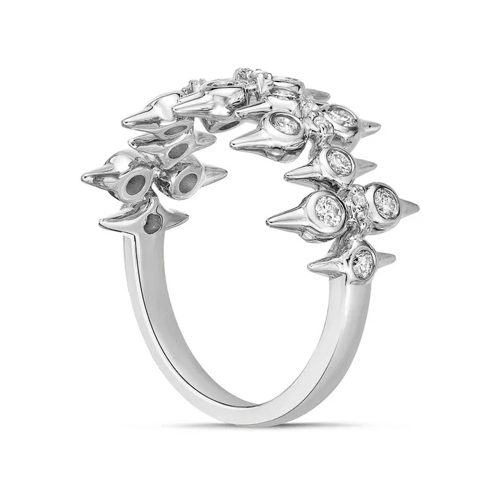 050 CT TW Natural Diamond Spikes MultiRow Ring in Solid 10K White Gold Goldia Rings 050 CT TW Natural Diamond Spikes MultiRow Ring in Solid 10K White Gold Goldia Rings