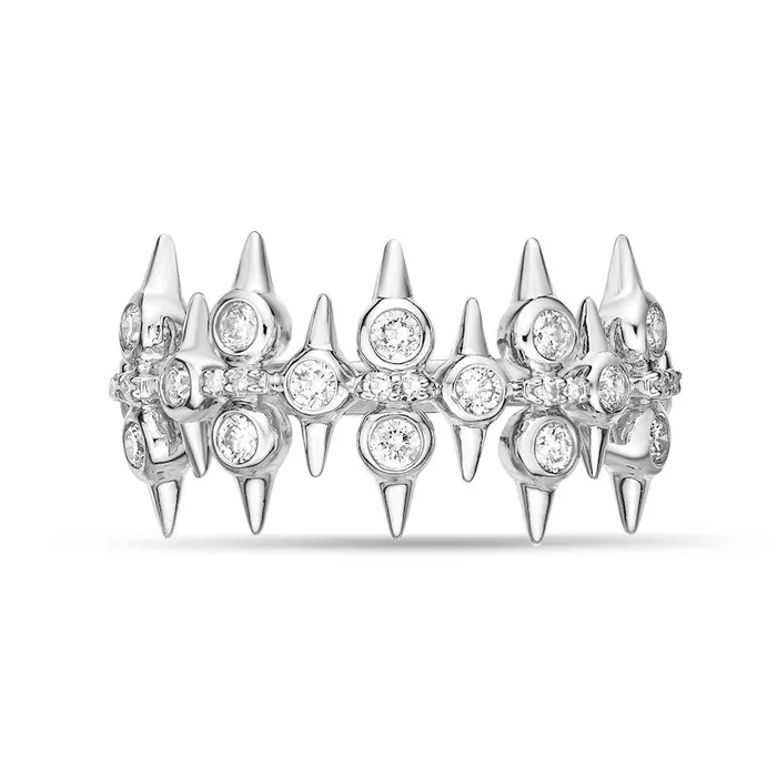 050 CT TW Natural Diamond Spikes MultiRow Ring in Solid 10K White Gold Goldia Rings 050 CT TW Natural Diamond Spikes MultiRow Ring in Solid 10K White Gold Goldia Rings
