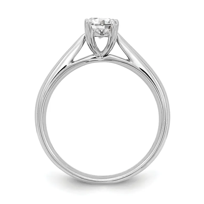050ct CZ Solid Real 14K White Gold Oval Solitaire Engagement Ring Polished Engagement Ring Goldia Rings