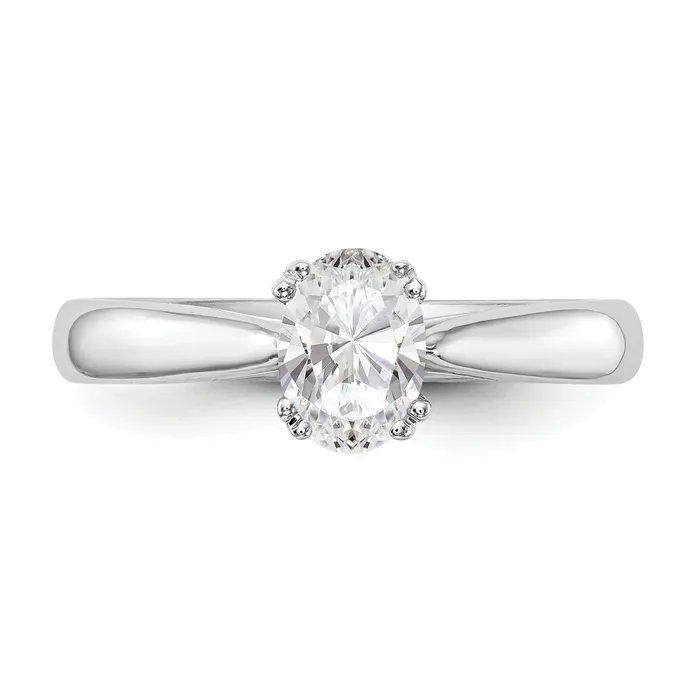 050ct CZ Solid Real 14K White Gold Oval Solitaire Engagement Ring Polished Engagement Ring Goldia Rings