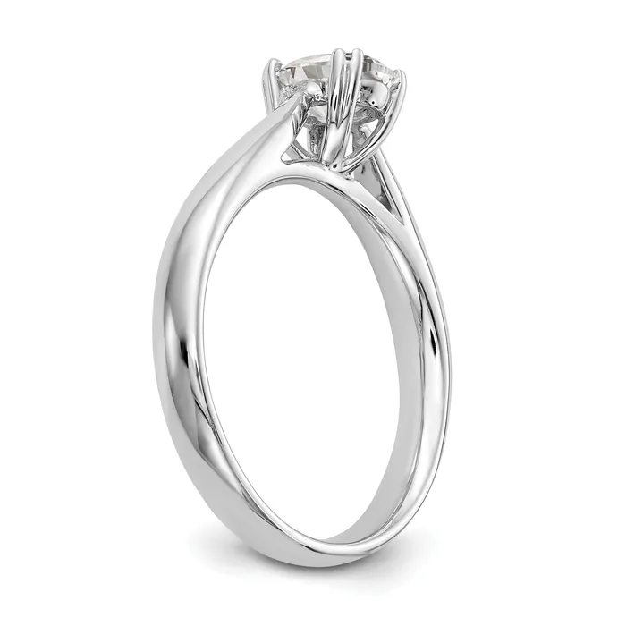 050ct CZ Solid Real 14K White Gold Oval Solitaire Engagement Ring Polished Engagement Ring Goldia Rings