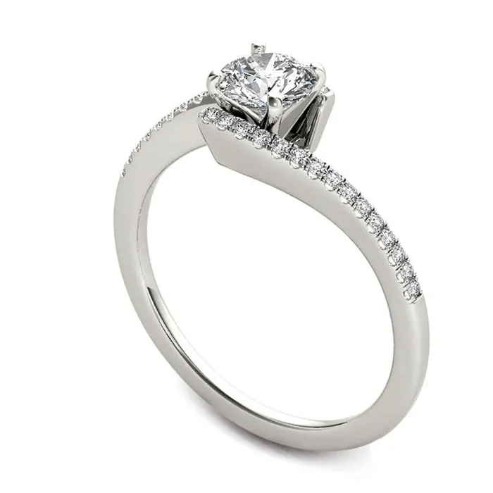 075 CT TW Natural Diamond Bypass Engagement Ring in Solid 14K White Gold Goldia Rings 075 CT TW Natural Diamond Bypass Engagement Ring in Solid 14K White Gold Goldia Rings