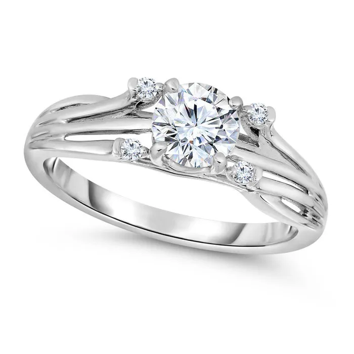 075 CT TW Natural Diamond Split Shank Engagement Ring in Solid 14K White Gold Goldia Rings 075 CT TW Natural Diamond Split Shank Engagement Ring in Solid 14K White Gold Goldia Rings