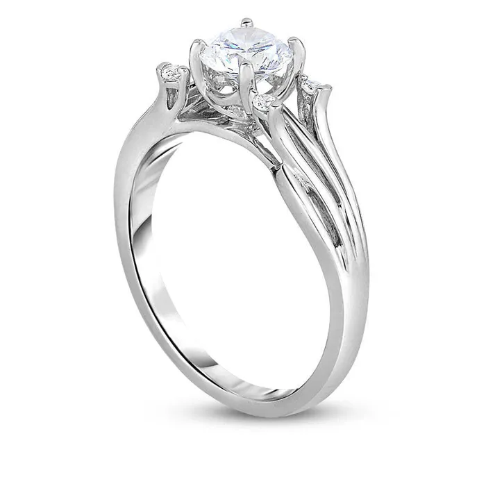 075 CT TW Natural Diamond Split Shank Engagement Ring in Solid 14K White Gold Goldia Rings 075 CT TW Natural Diamond Split Shank Engagement Ring in Solid 14K White Gold Goldia Rings