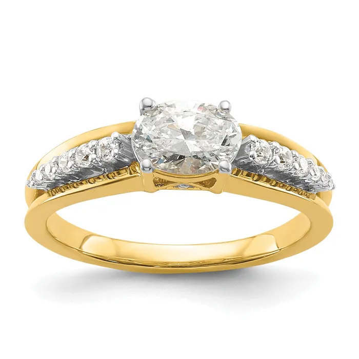 075ct CZ Solid Real 14k Twotone East West 34ct Oval Eng Dia Ring Goldia Rings 075ct CZ Solid Real 14k Twotone East West 34ct Oval Eng Dia Ring Goldia Rings