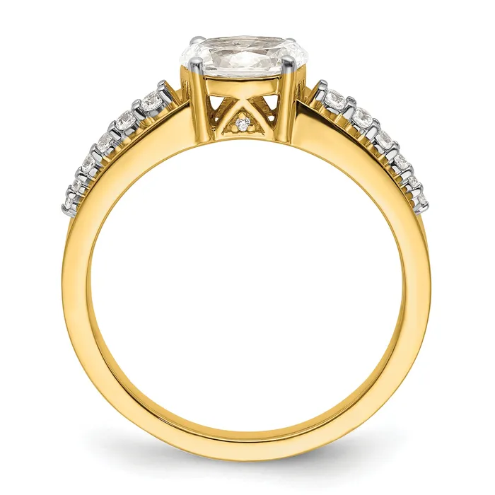 075ct CZ Solid Real 14k Twotone East West 34ct Oval Eng Dia Ring Goldia Rings