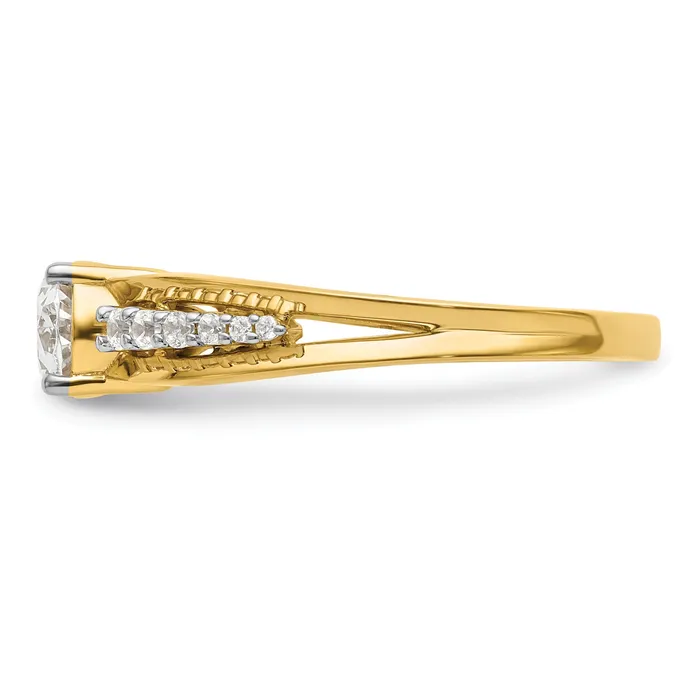075ct CZ Solid Real 14k Twotone East West 34ct Oval Eng Dia Ring Goldia Rings