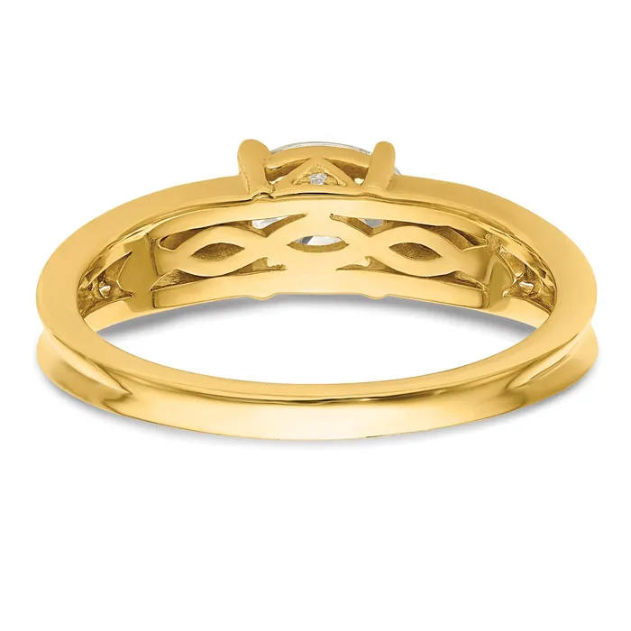 075ct CZ Solid Real 14k Twotone East West 34ct Oval Eng Dia Ring Goldia Rings