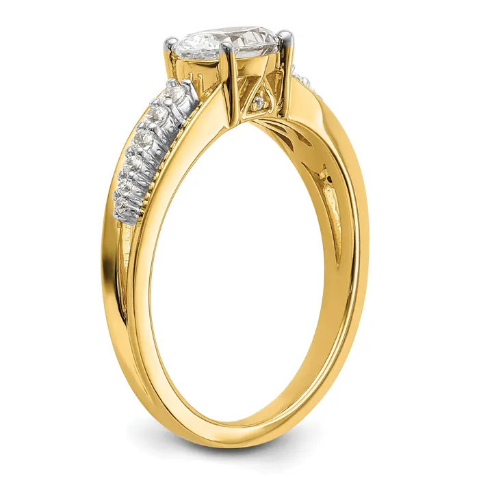 075ct CZ Solid Real 14k Twotone East West 34ct Oval Eng Dia Ring Goldia Rings