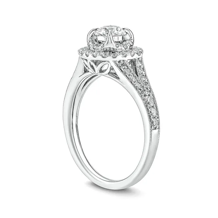 10 CT TW Natural Diamond Double Frame Split Shank Antique VintageStyle Engagement Ring in Solid 10K White Gold Goldia Rings