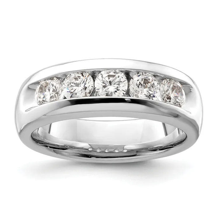 100ct CZ Solid Real 14K White Gold 5Stone Channel Wedding Band Ring Goldia Rings 100ct CZ Solid Real 14K White Gold 5Stone Channel Wedding Band Ring Goldia Rings