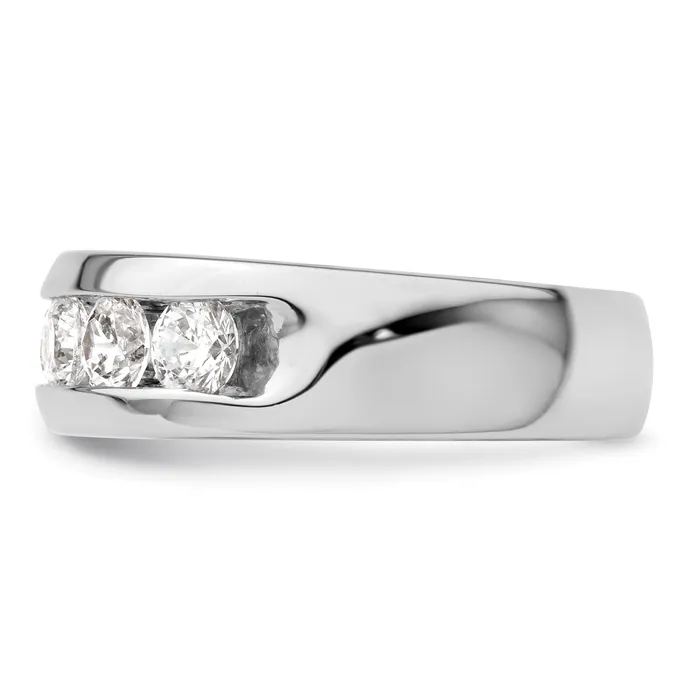 100ct CZ Solid Real 14K White Gold 5Stone Channel Wedding Band Ring Goldia Rings